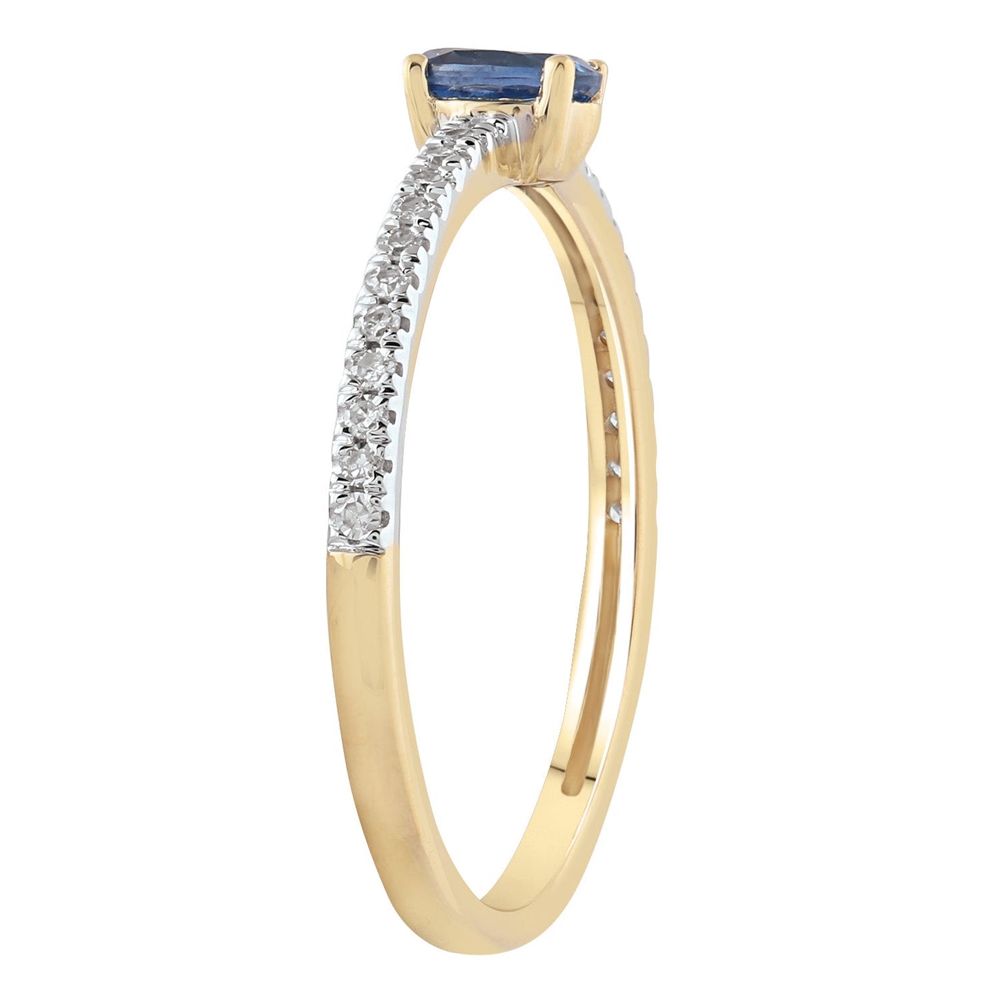 Sapphire Ring with 0.12ct Diamonds in 9ct Yellow Gold