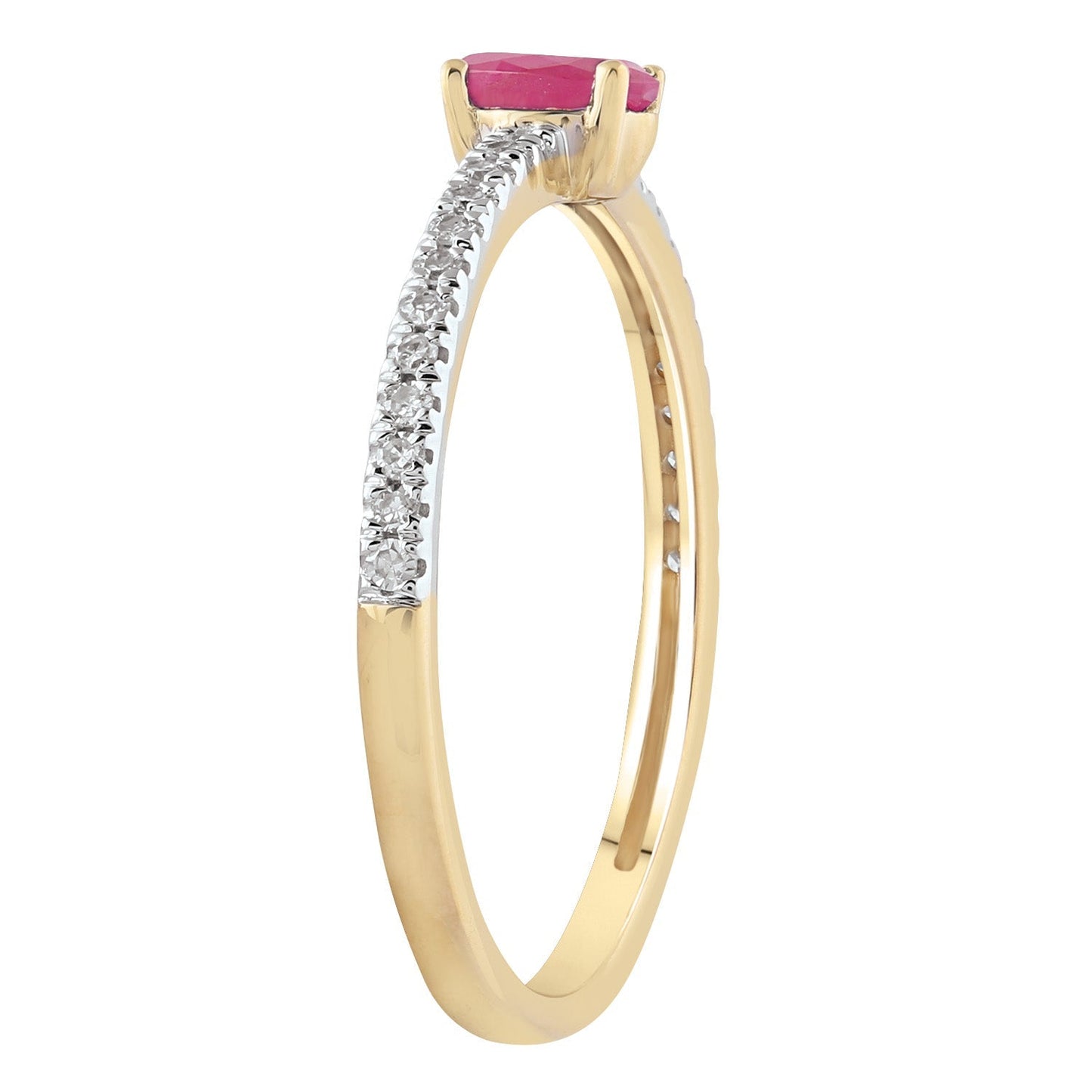 Ruby Ring with 0.12ct Diamond in 9ct Yellow Gold