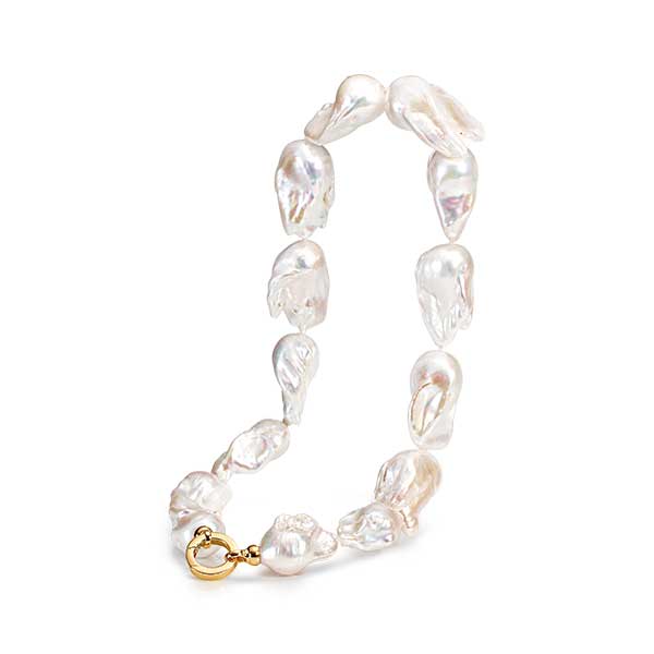 9ct Yellow Gold Pebble Pearl Necklace