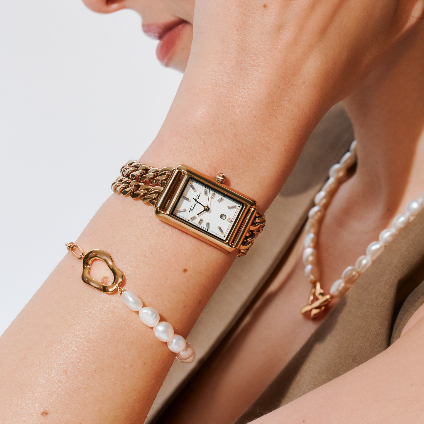 THOMAS SABO Bold Pearl Necklace in Gold