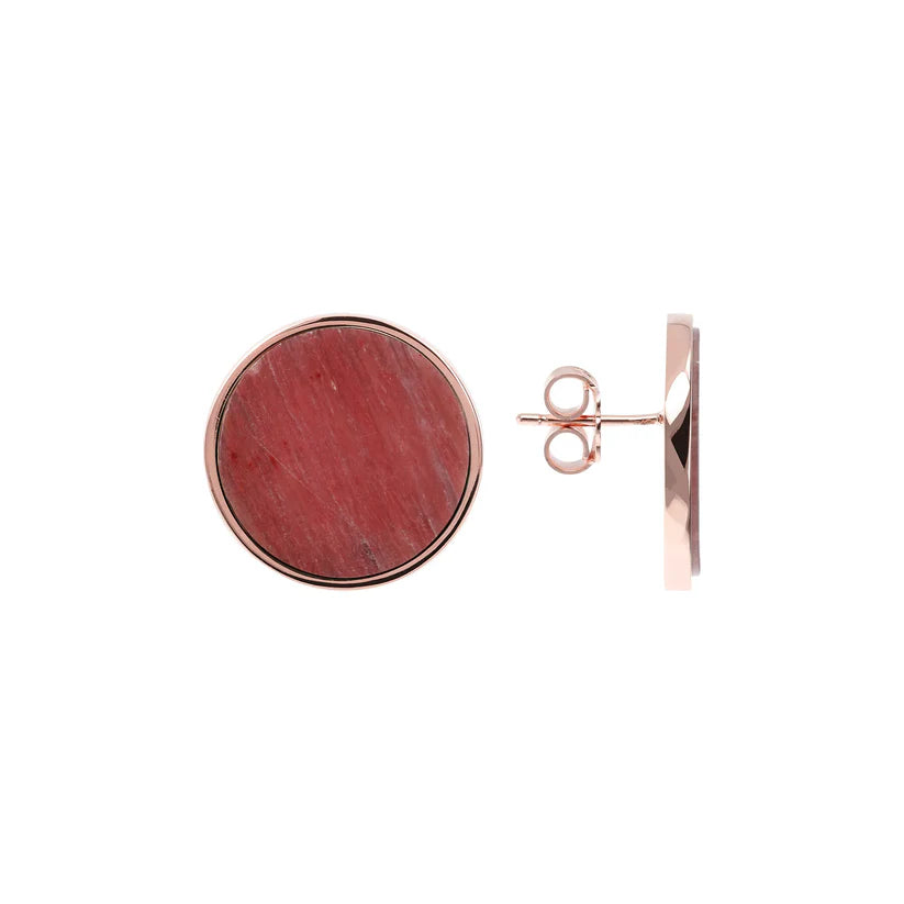 Button Earrings with Natural Stone