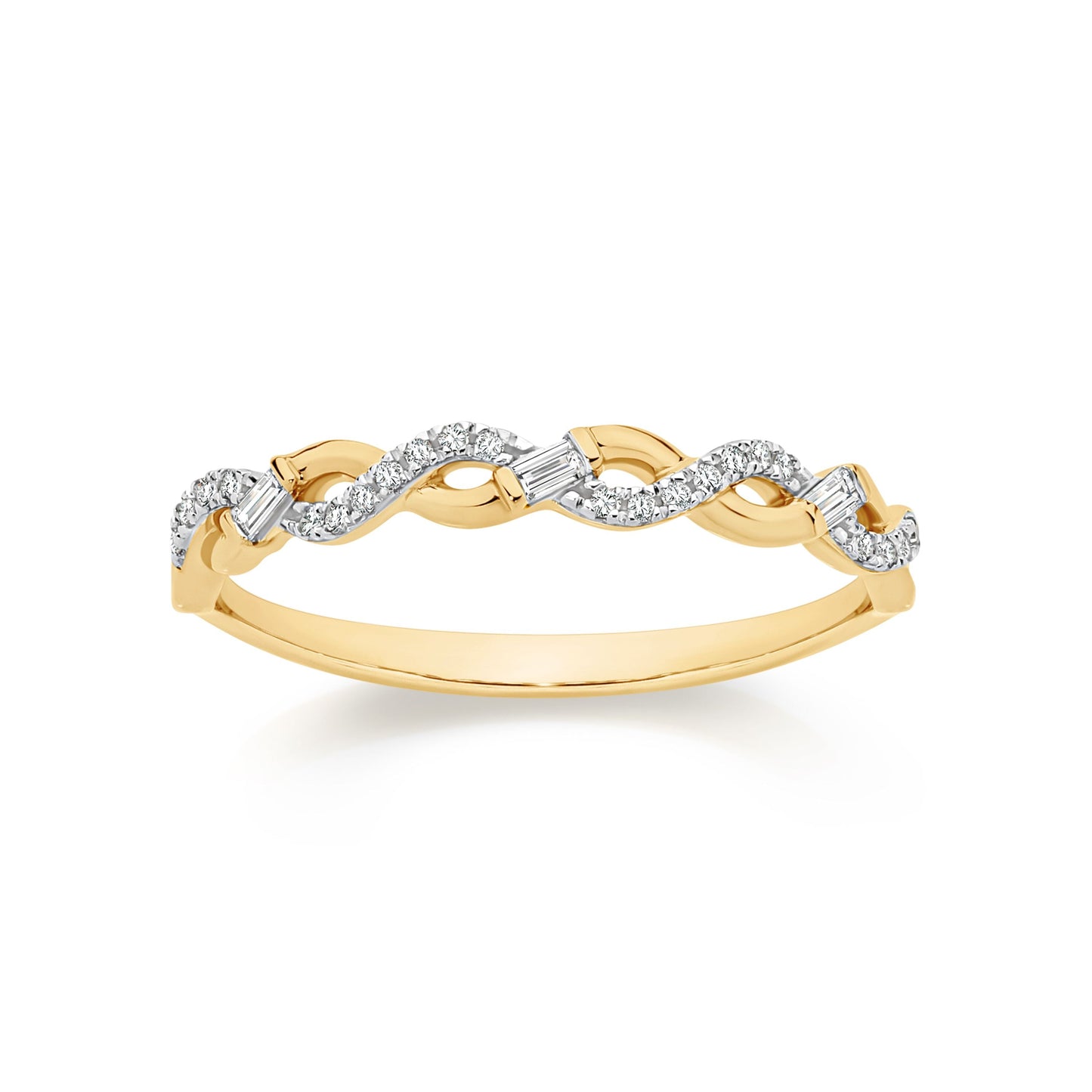 9ct Yellow Gold Diamond Twist Ring 0.10ct