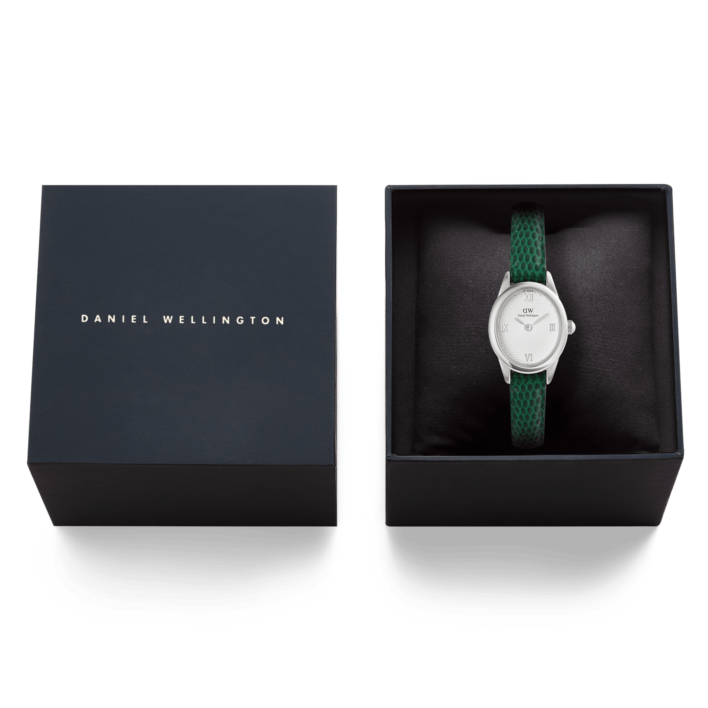 Daniel Wellington Ophelia Mini Green Lizard White Guilloché Silver
