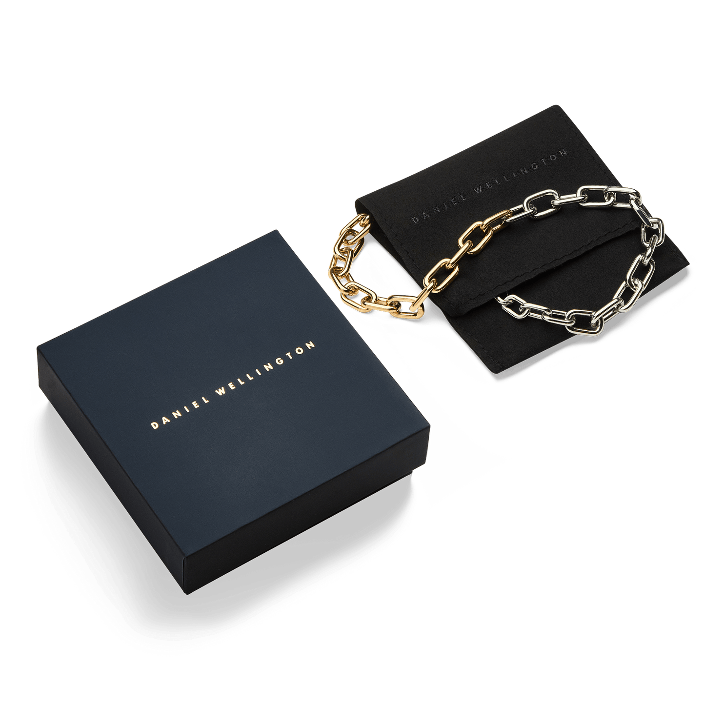Daniel Wellington Contrast Link Necklace Two Tone Gold