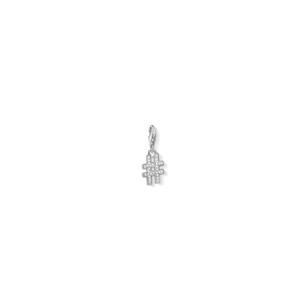 Thomas Sabo Silver Cubic Zirconia Hashtag Charm