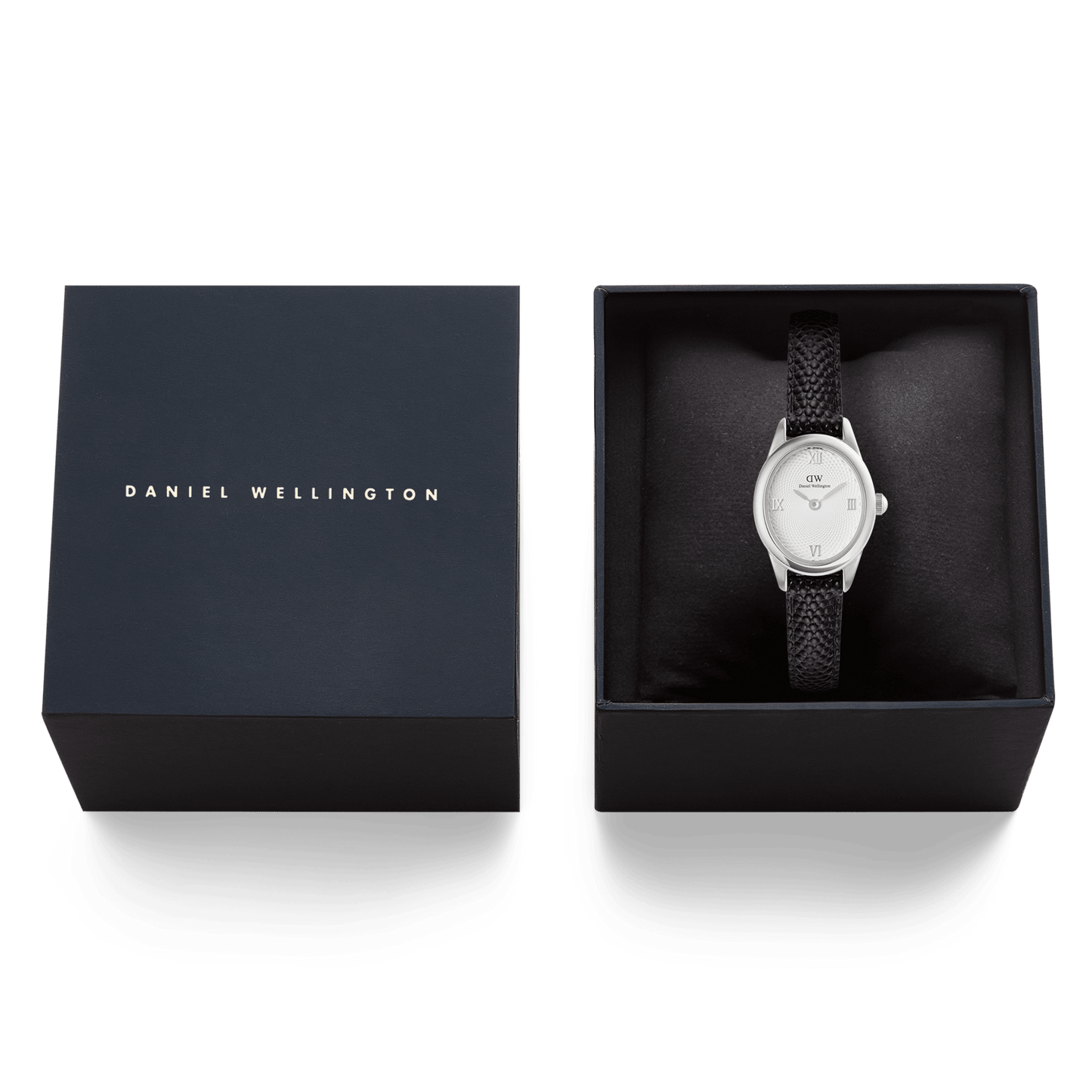 Daniel Wellington Ophelia Mini Black Lizard White Guilloché Silver