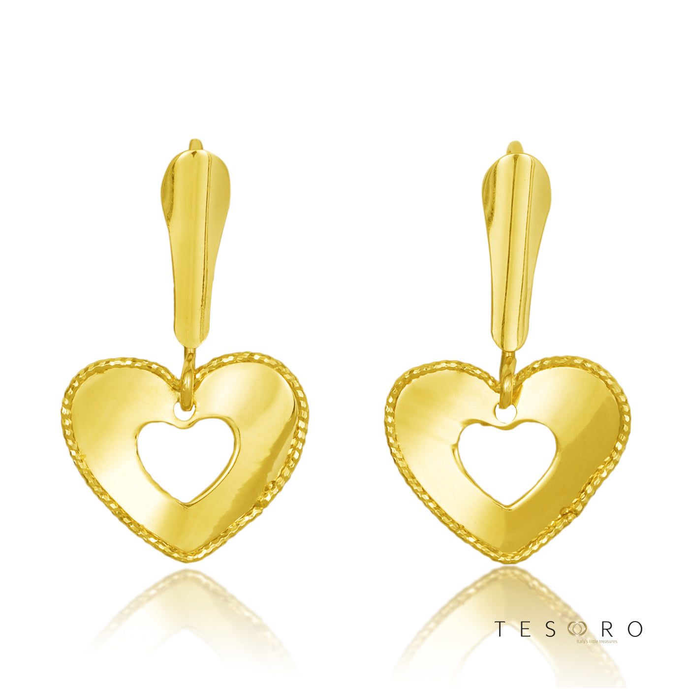 Grappa Heart Profile Dangle Earring 15mm