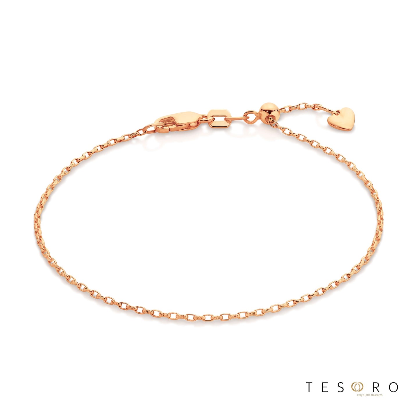 Abruzzo Adjustable 1.3mm Oval Belcher Bracelet, 18cm Length