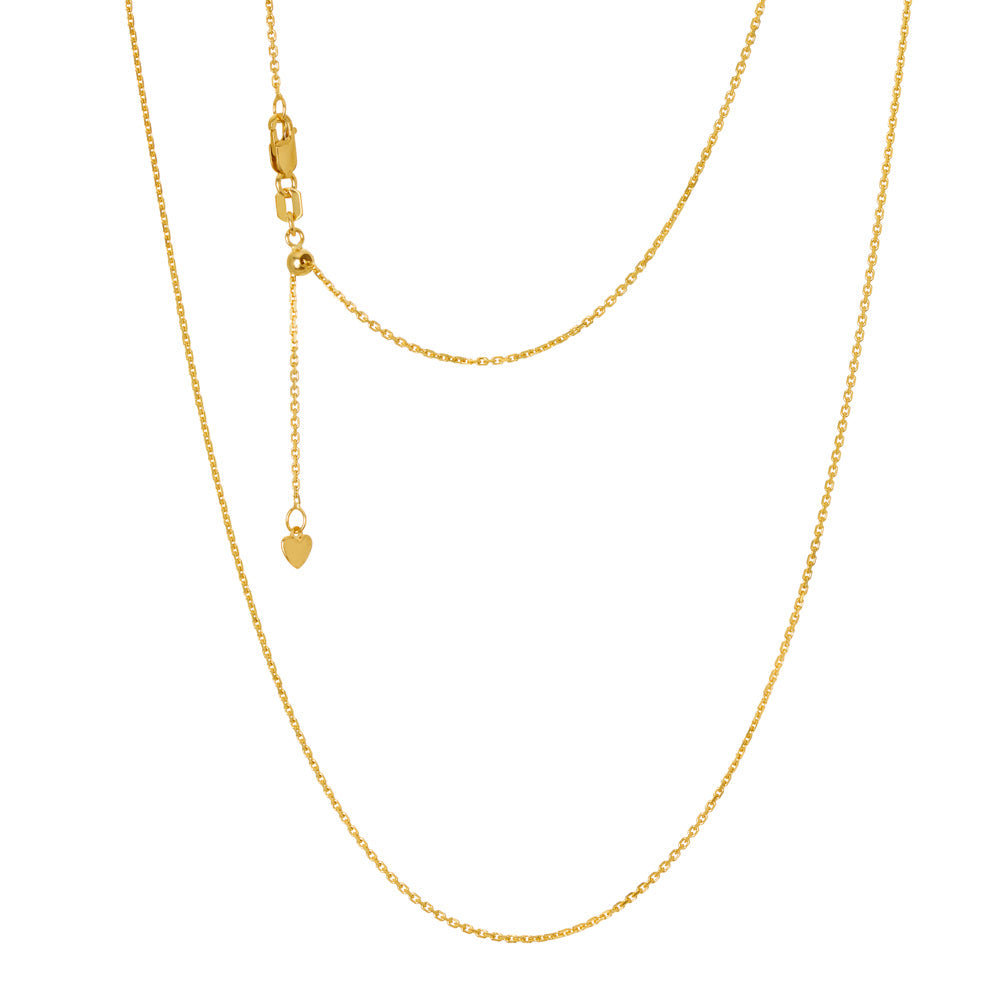 Diamond Cut Squared Edge Adjustable Forzatina 1.3mm Cable Link Chain, 50cm