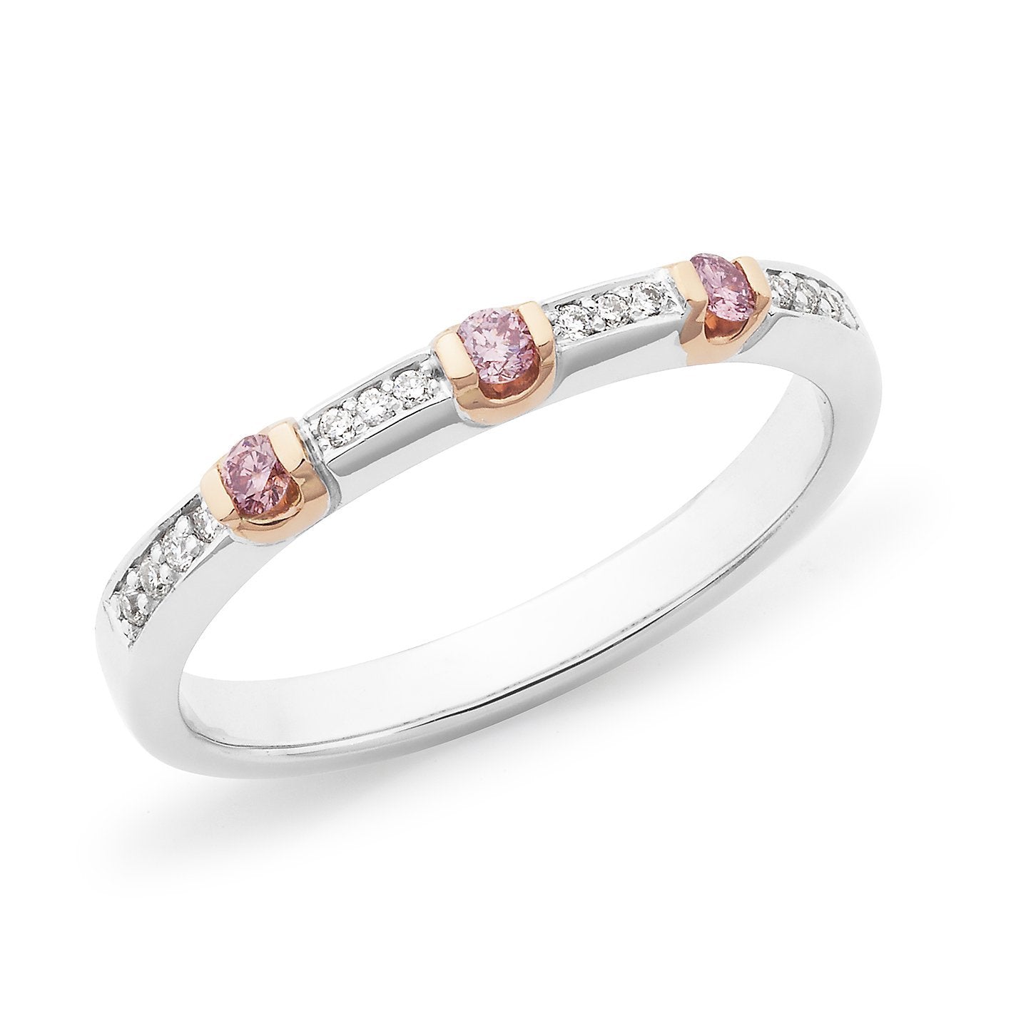18ct white gold Pink Caviar Diamond Ring