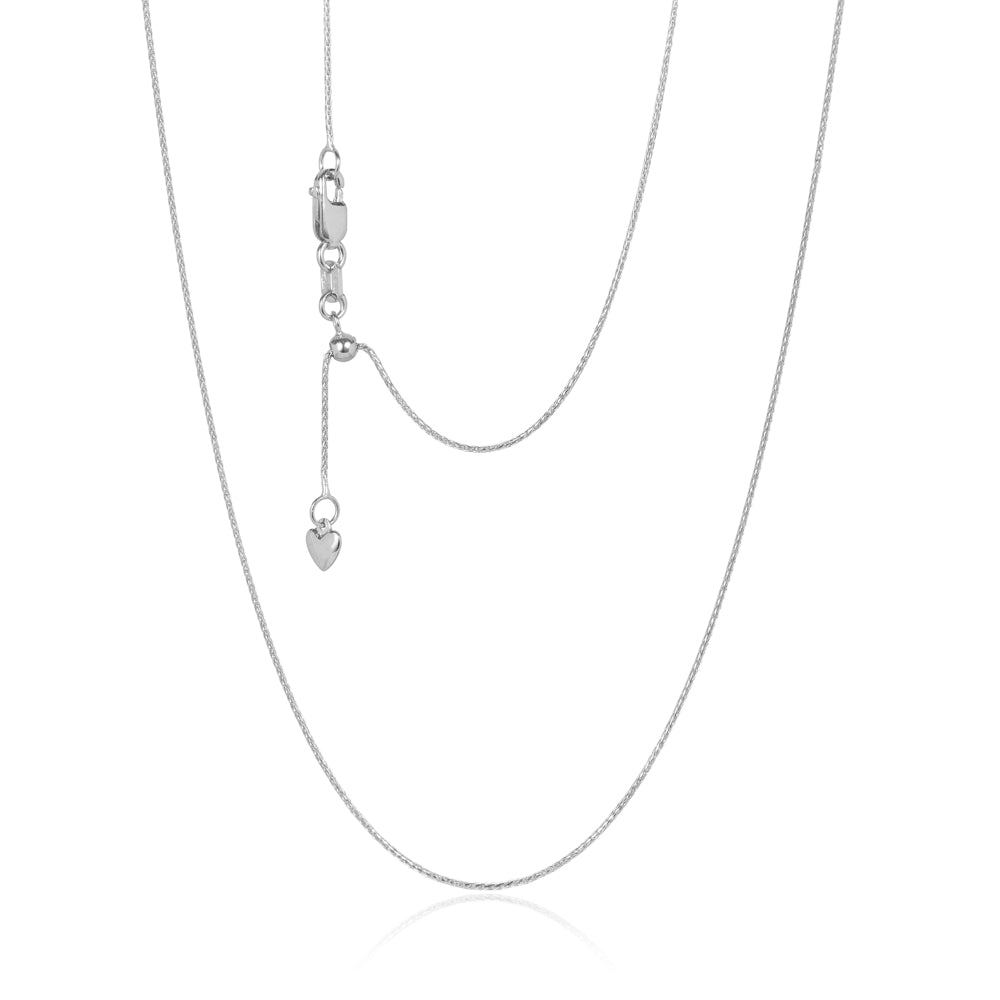 Bosco 0.80mm Round Diamond Cut Magic Wheat Link Adjustable Chain 45cm