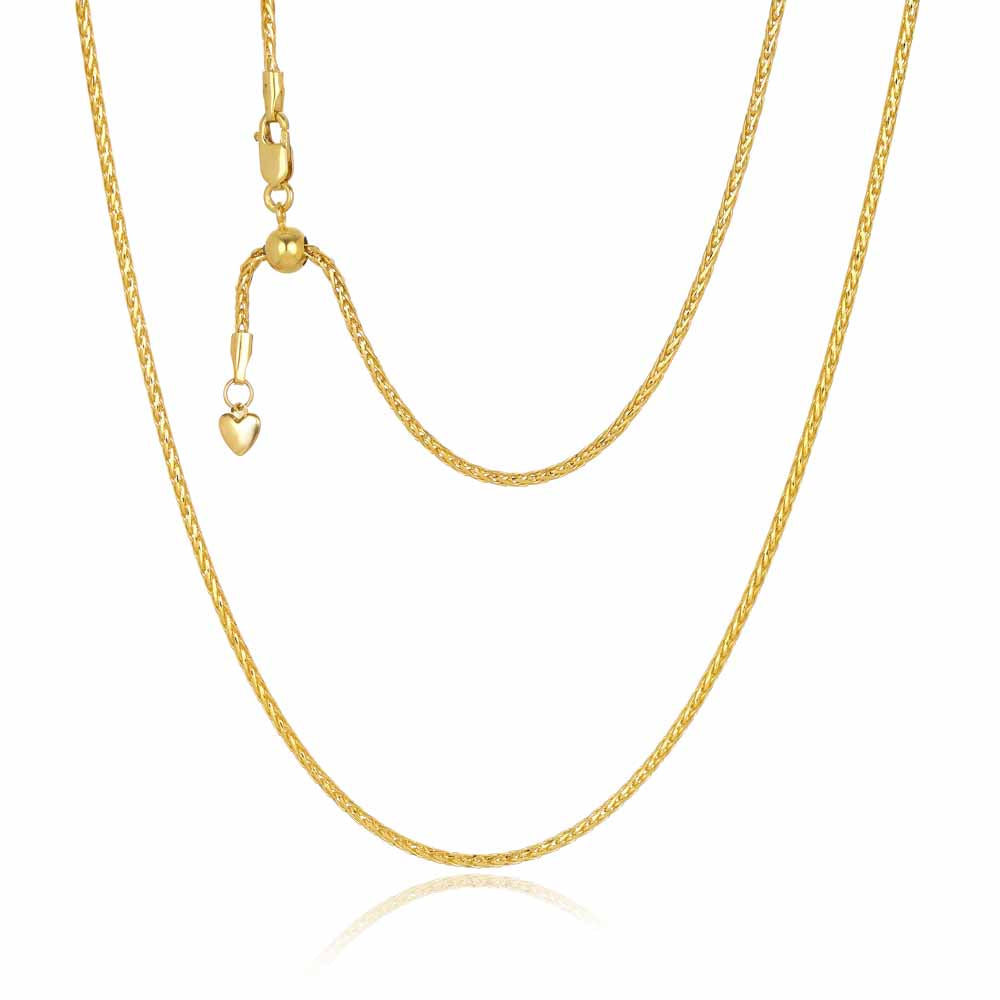 Mare 1.7mm Round Diamond Cut Magic Wheat Link Adjustable Chain, 60cm