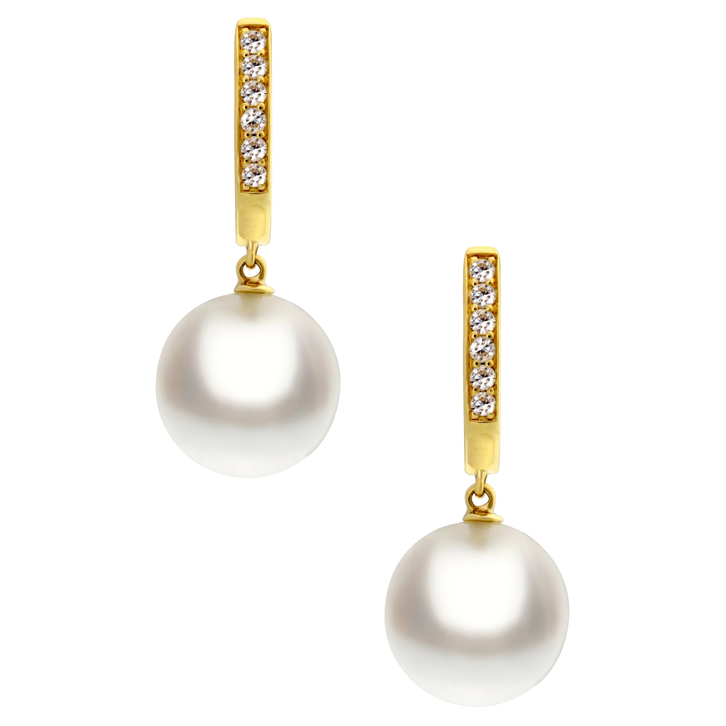 Autore 18ct Yellow Gold 9mm South Sea Pearl & Diamond Huggie Earrings