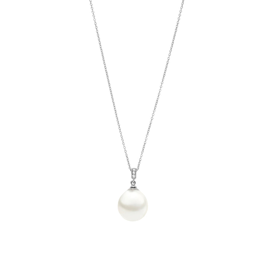 Autore Silver 10mm South Sea Pearl & Diamond Pendant