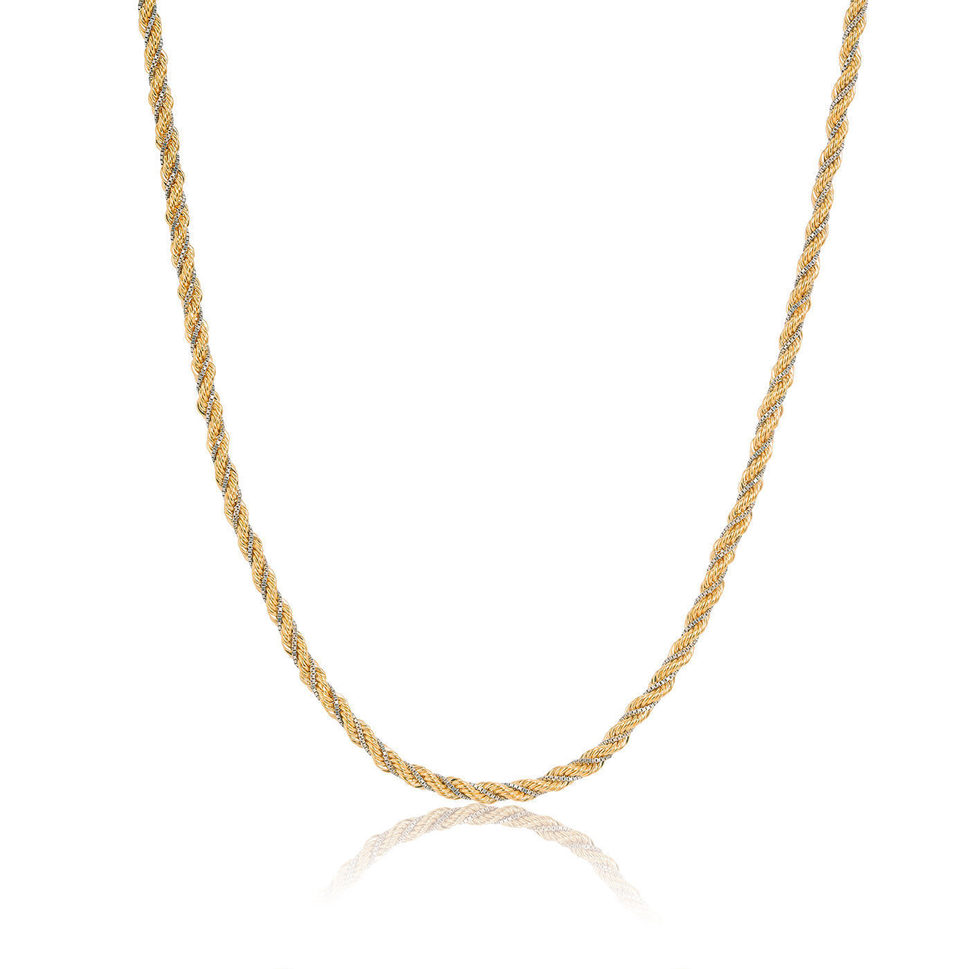 Cassino 9K Yellow & White 2.7mm Rope Chain 45cm