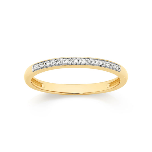 9ct Yellow Gold Pave Diamond Ring