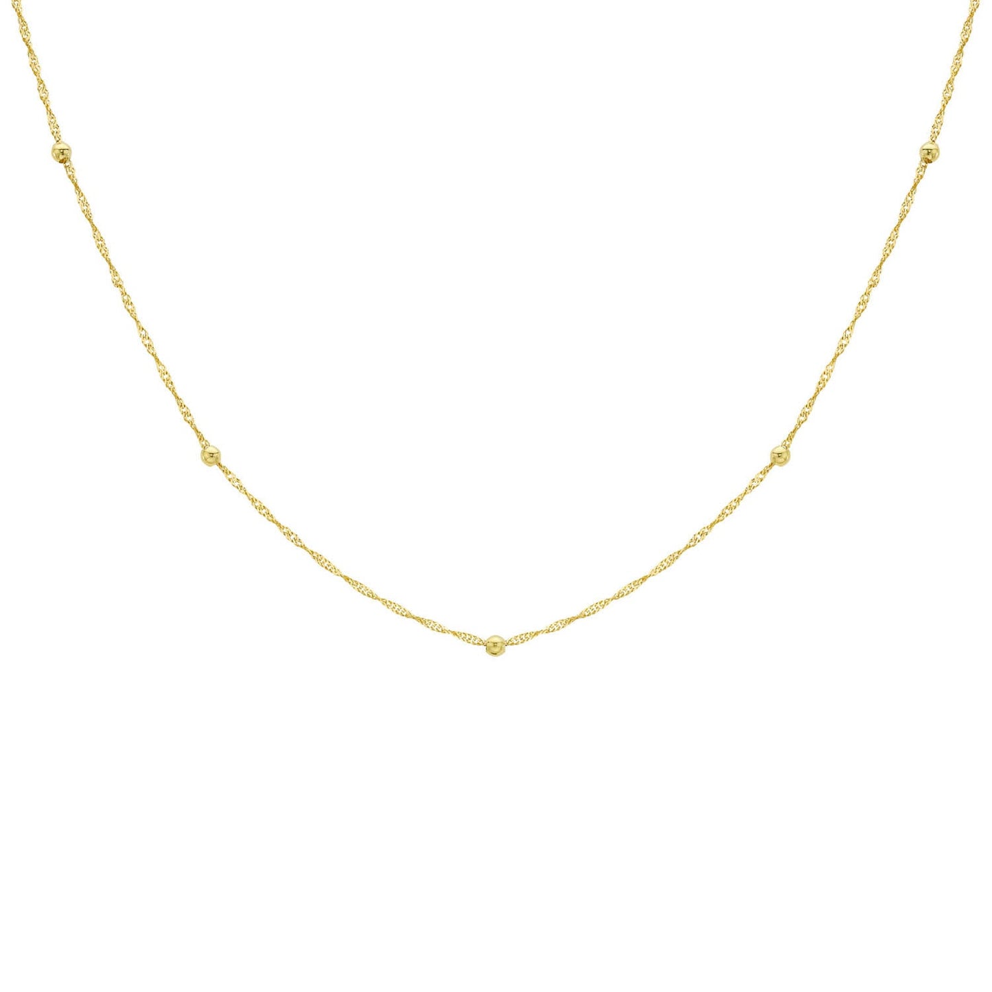 9ct Yellow Gold Solid Ball Twist Necklace 45cm