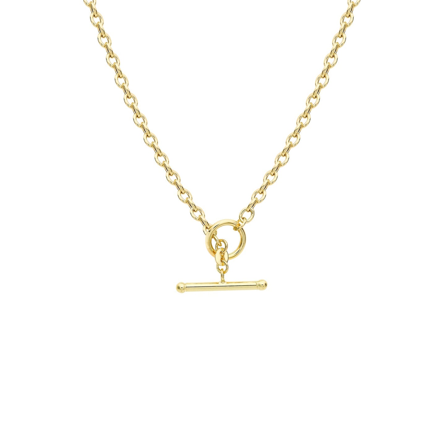 Glow 9ct Gold  Oval Belcher T-Bar Necklace 45cm
