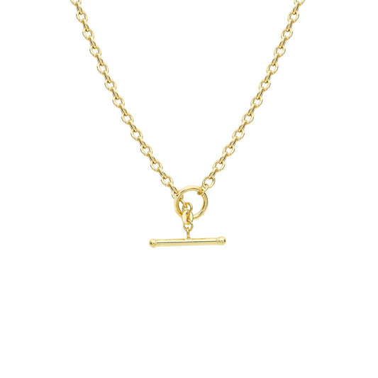 Glow 9ct Gold  Oval Belcher T-Bar Necklace 45cm