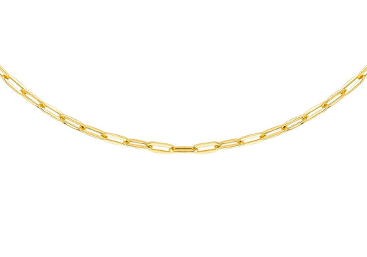 9ct Yellow Gold Paper Chain Necklace 45 cm
