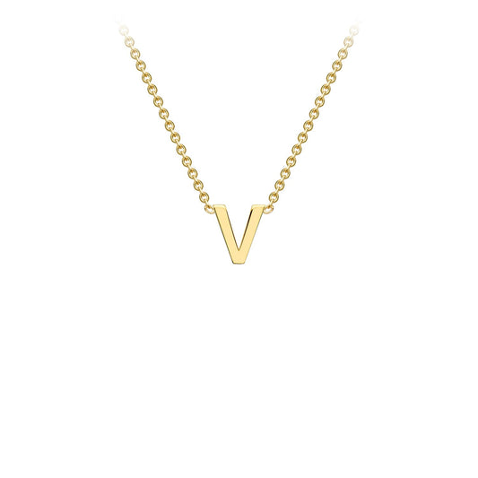 9ct Yellow Gold 'V' Initial Adjustable Letter Necklace 38/43cm