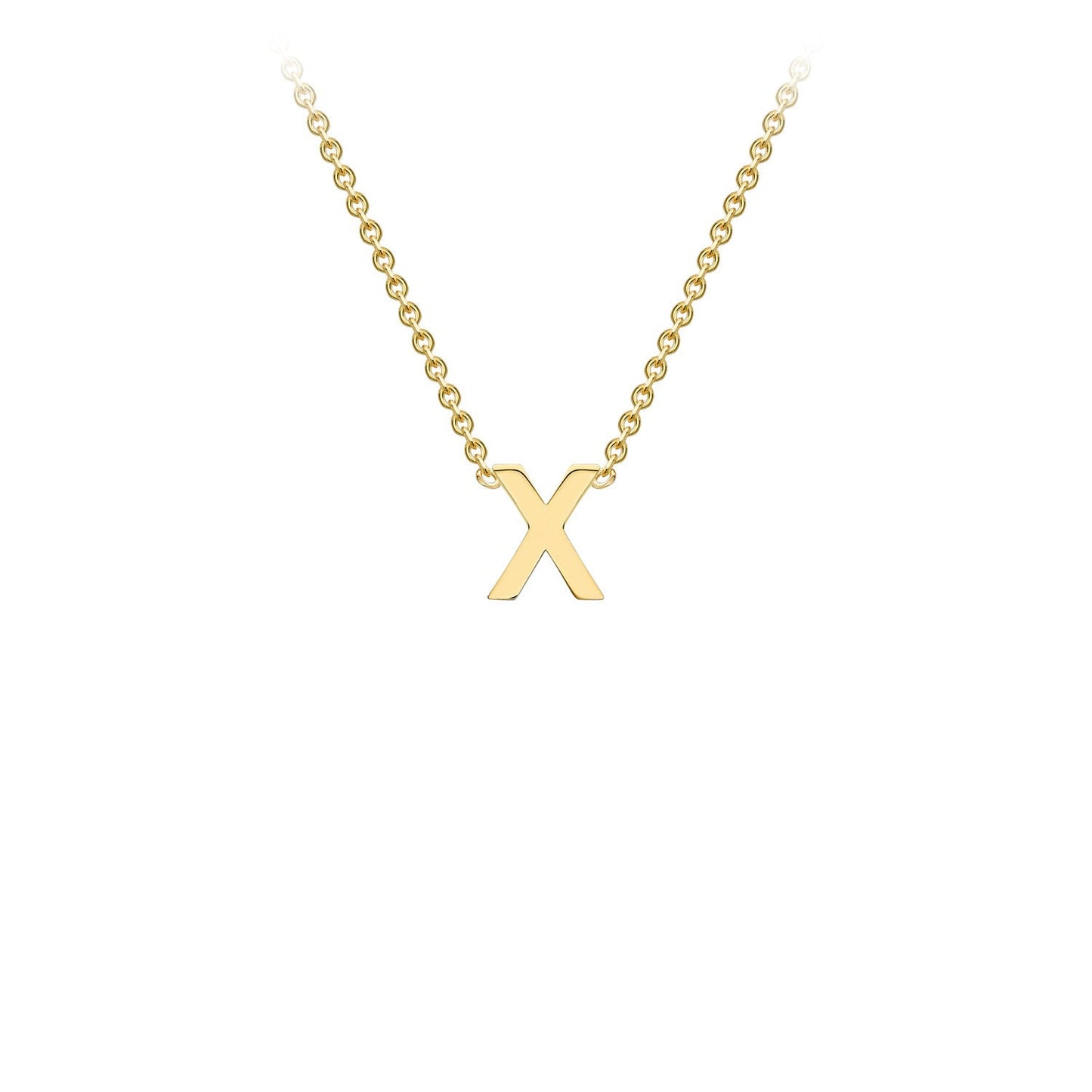 9ct Yellow Gold 'X' Initial Adjustable Letter Necklace 38/43cm