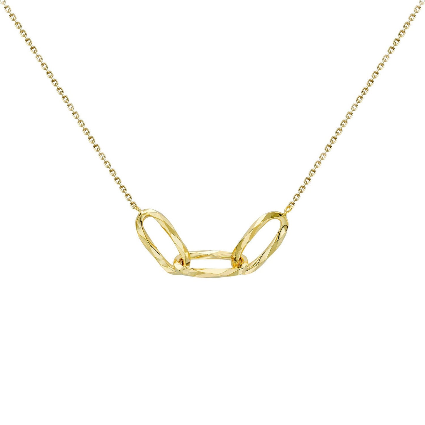 9ct Yellow Gold Diamond Cut Oval Necklace 43-46cm