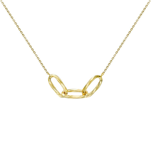 9ct Yellow Gold Diamond Cut Oval Necklace 43-46cm