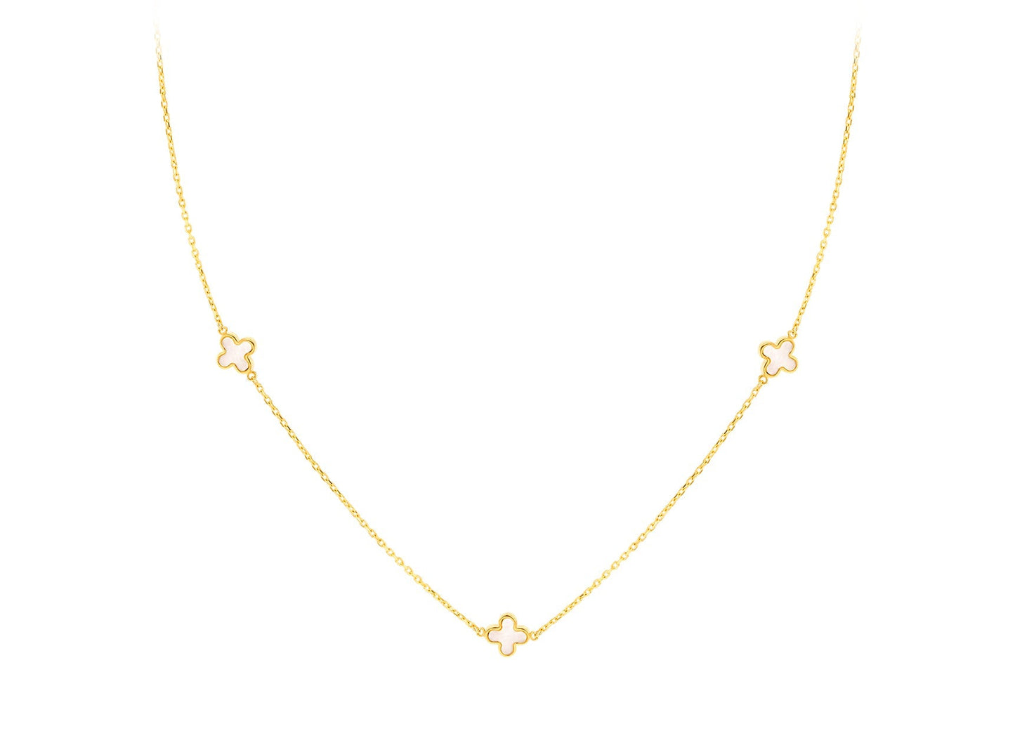 9ct Yellow Gold 3 Mother-of-Pearl Petal Necklace 40-42.5 cm