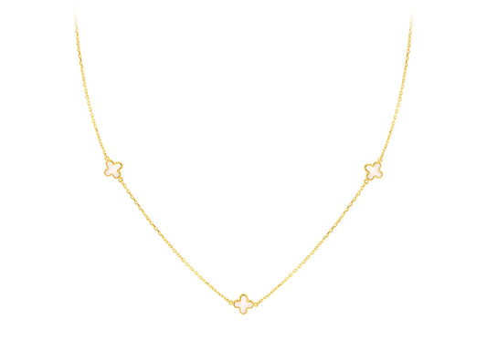 9ct Yellow Gold 3 Mother-of-Pearl Petal Necklace 40-42.5 cm