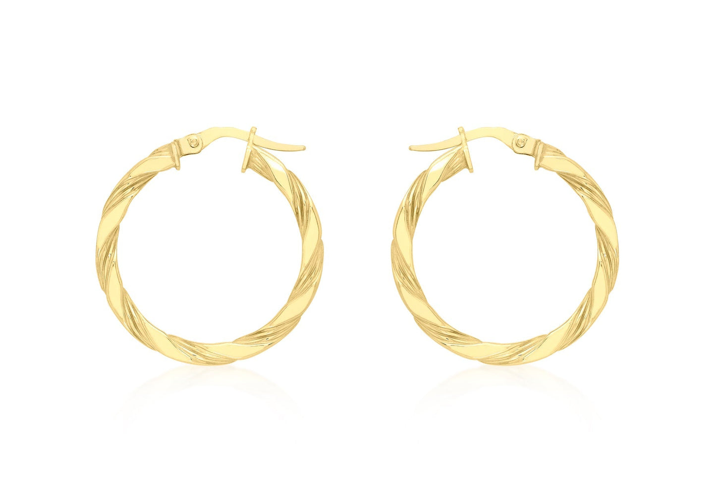9ct Yellow Gold Flat Twist Hoops 20 mm