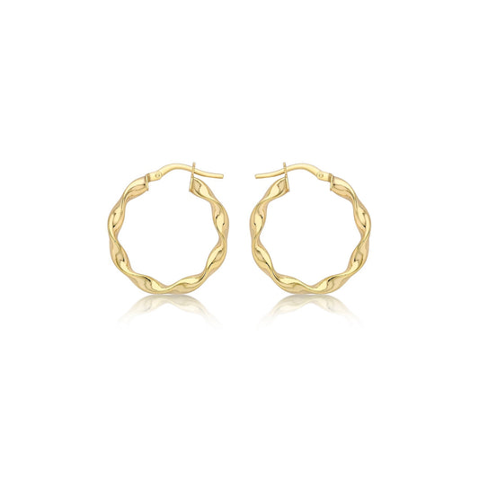 9ct Yellow Gold 22.5mm Twist Hoop Creole Earrings