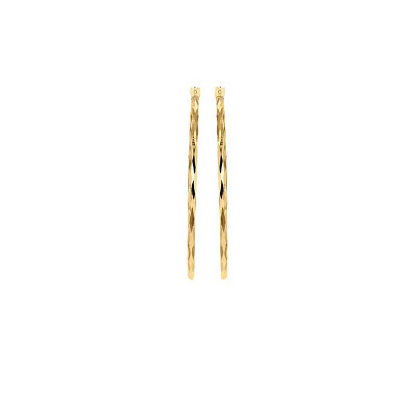 9ct Yellow Gold Diamond Cut Hoop Earrings 28mm