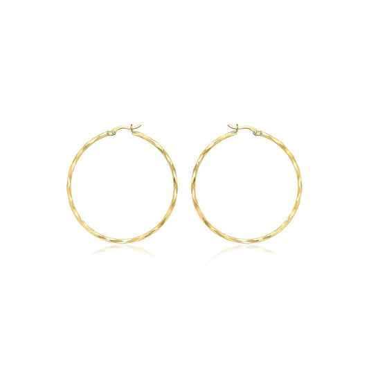 9ct Yellow Gold Diamond Cut Hoop Earrings 42mm