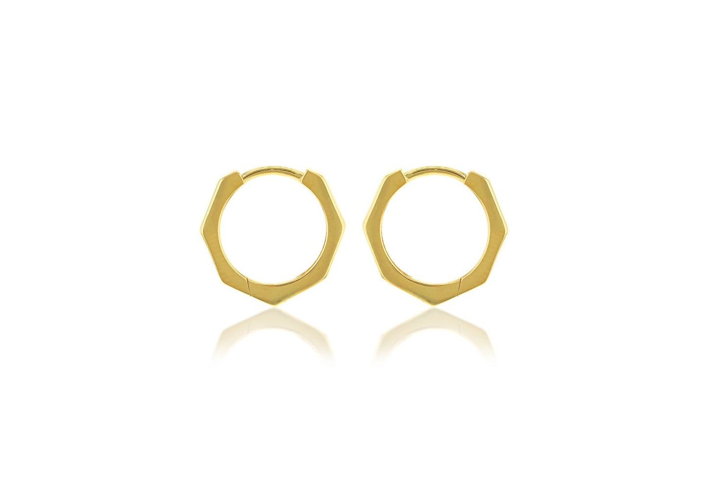 9ct Yellow Gold Hexagon Huggies