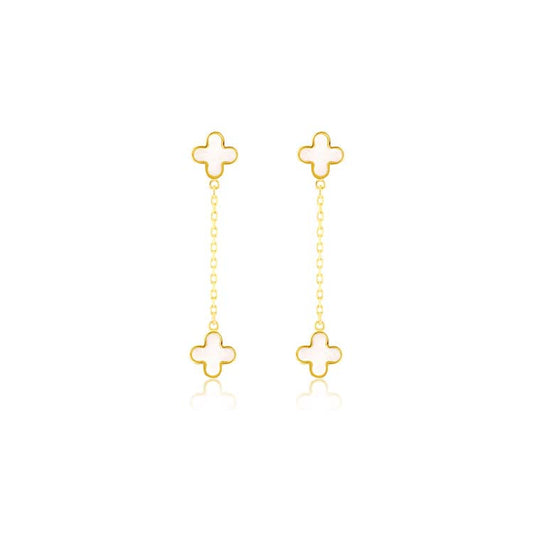 9ct Yellow Gold Mop Petal Drop Earrings