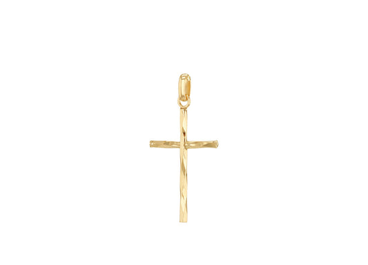 9ct Yellow Gold Diamond Cut Cross Pendant