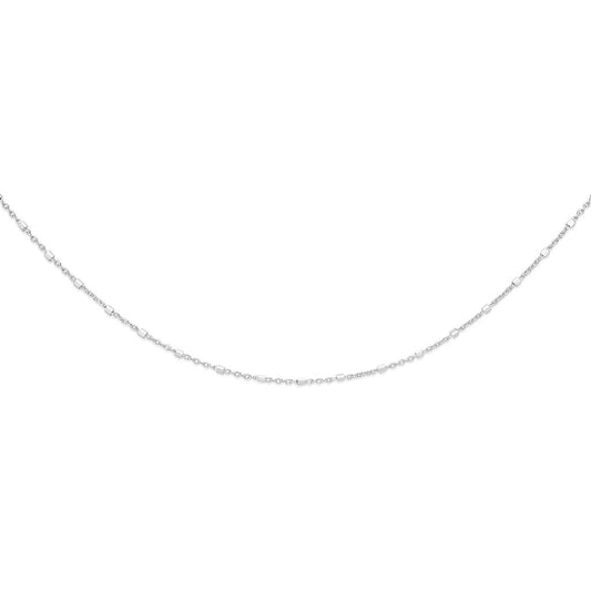 Silver cable link necklet with diamond cut barrel features