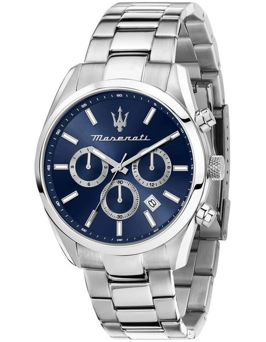 Maserati Attrazione Stainless Steel Chronograph Watch 43mm in Silver