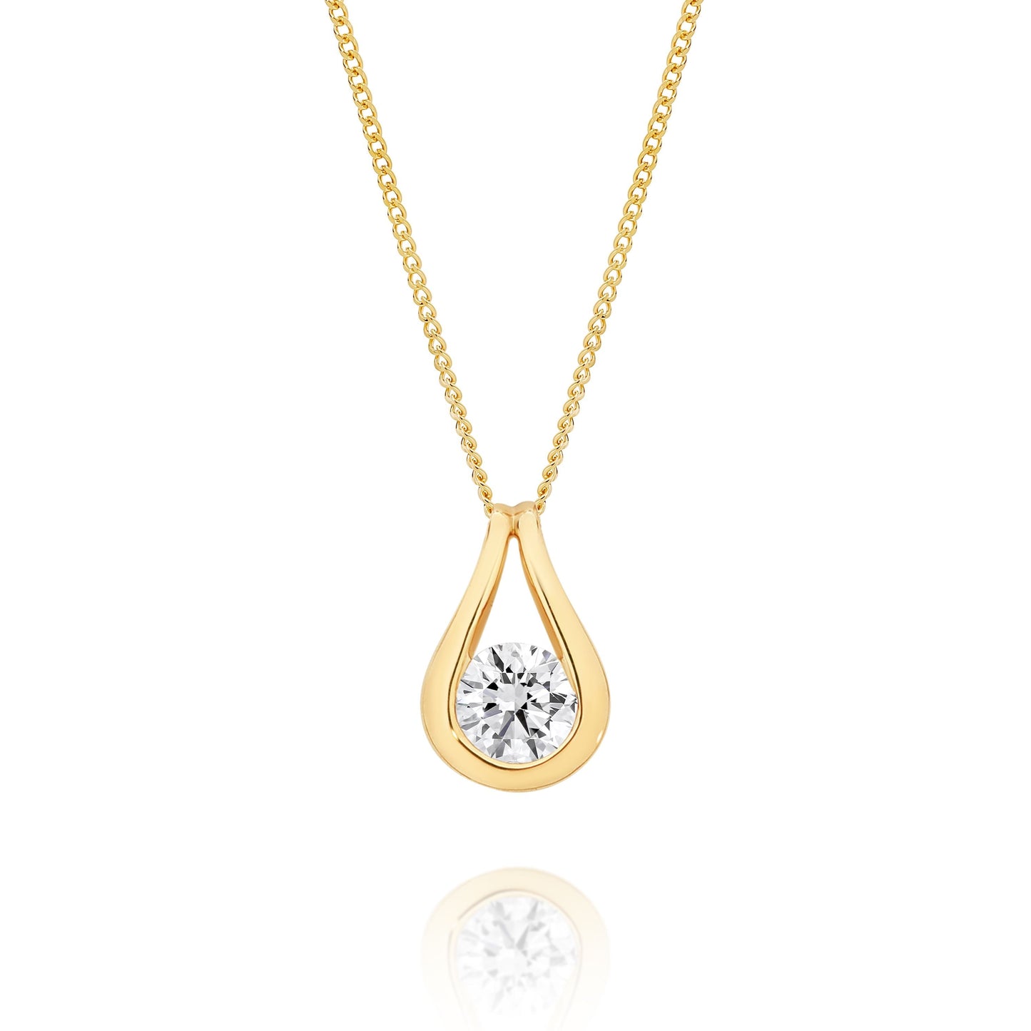 9ct Yellow Gold 0.50ct Lab Grown Diamond Droplet Pendant