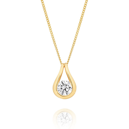 9ct Yellow Gold 0.50ct Lab Grown Diamond Droplet Pendant
