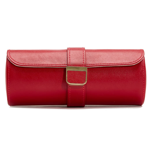 Wolf Palermo Double Watch Roll with Jewellery Pouch Red