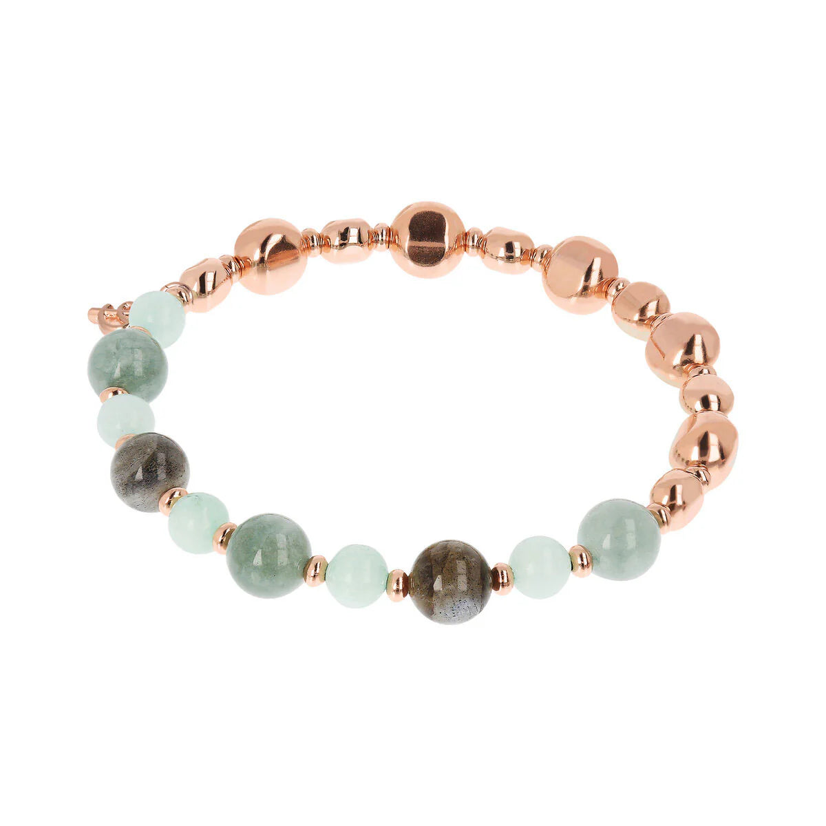 Bronzallure Green Quartz & Labradorite Bead Bracelet