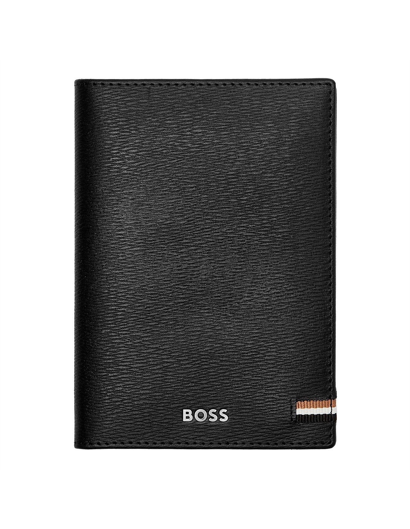 Hugo Boss Iconic Leather Passport Holder Black
