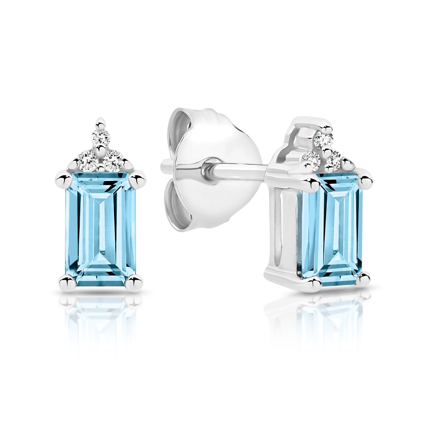 9ct White Gold Blue Topaz and Diamond Studs