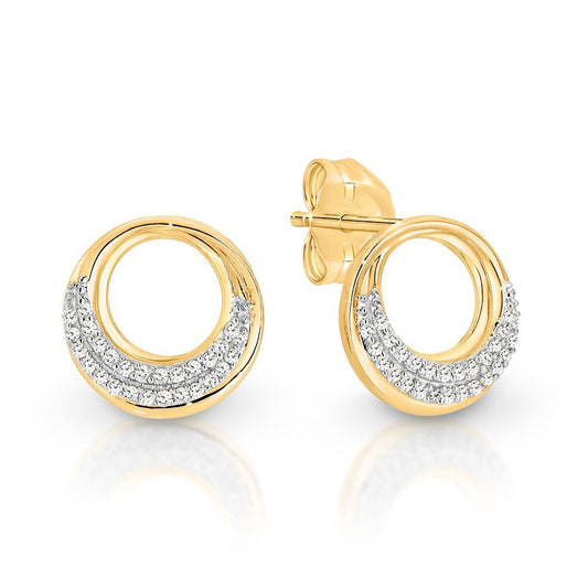 9ct gold 0.10ct diamond tapered circle studs