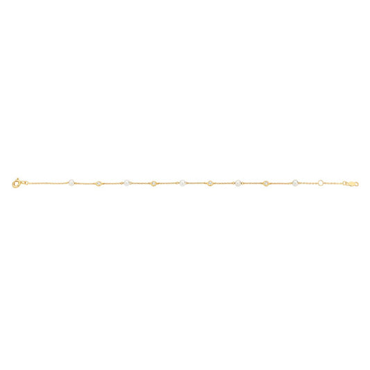 9ct gold freshwater pearl and cubic zirconia bracelet