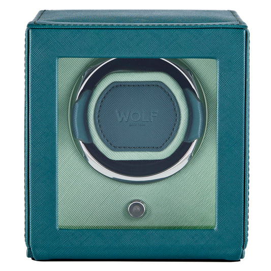 WOLF Cub Seltzer Single Watch Winder with Cover Teal/Mint
