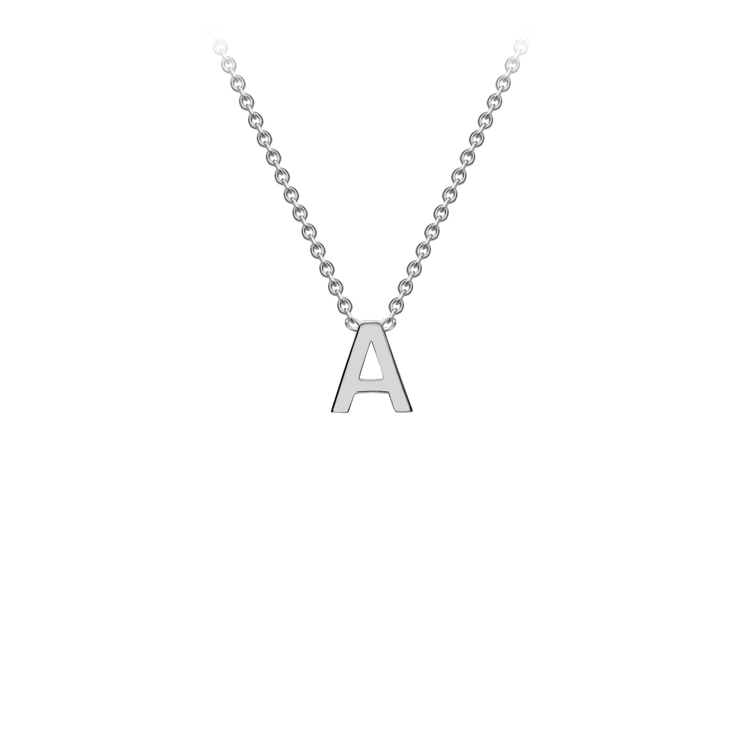 9ct White Gold 'A' Initial Adjustable Letter Necklace 38/43cm