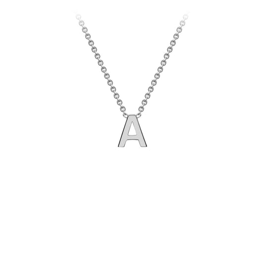 9ct White Gold 'A' Initial Adjustable Letter Necklace 38/43cm